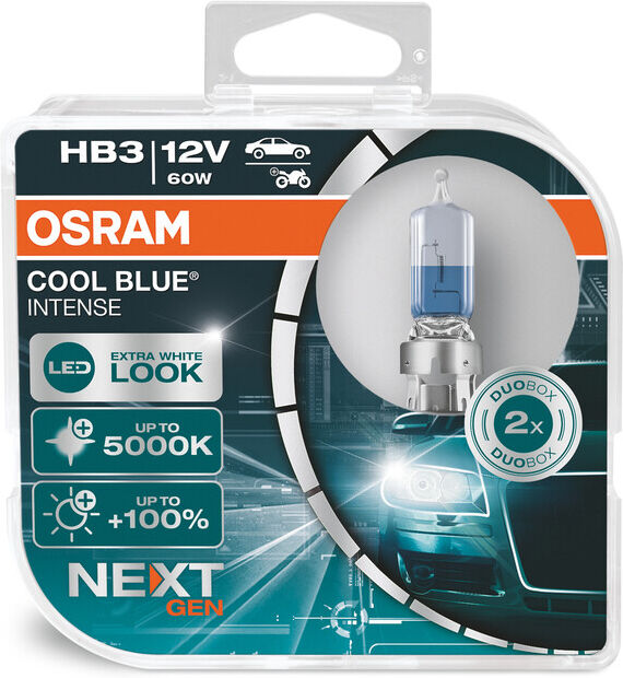 OSRAM Bombilla Cool Blue Intense HB3 12V/60W - X2 - transparent