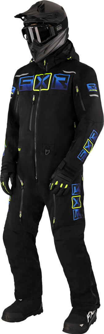 FXR Maverick Lite Traje de moto de nieve de una pieza - Negro Azul Amarillo