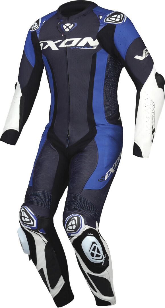 Ixon Vortex 3 Traje de cuero de moto de 1 pieza - Negro Blanco Azul (L)