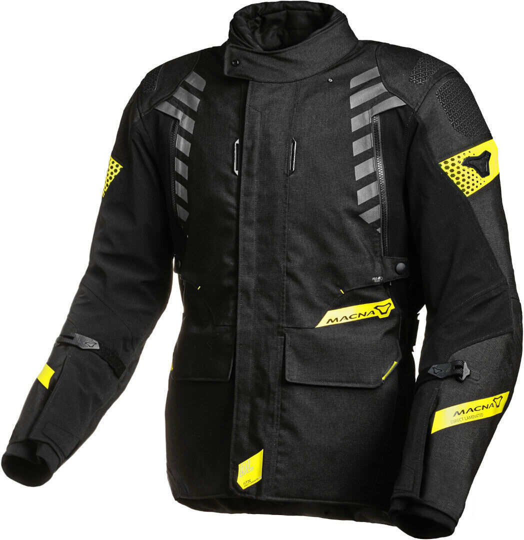 Macna Ultimax chaqueta textil impermeable para motocicletas - Negro Amarillo (L)