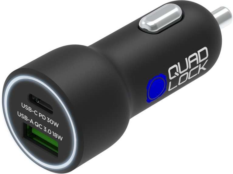 Quad Lock USB (C+A) cargador de doble encendedor de cigarrillos de 48W -