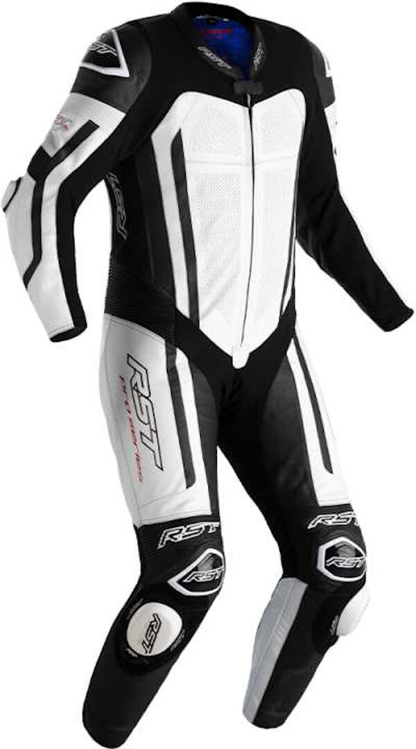 RST Pro Series Evo Airbag Traje de cuero de moto de una pieza - Negro Blanco (L)