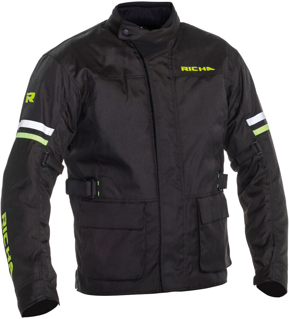 Richa Buster Long chaqueta textil impermeable para motocicletas - Negro Amarillo (S)