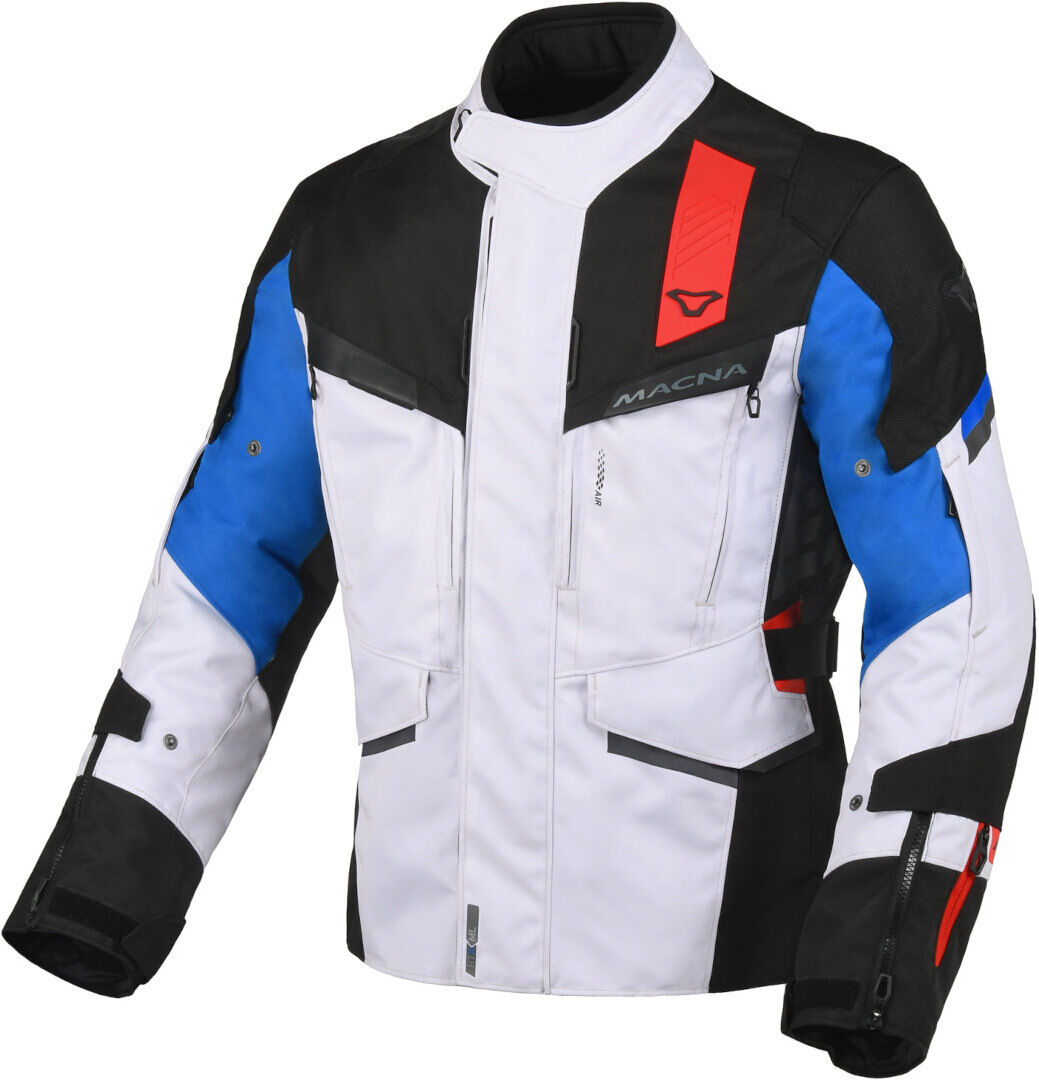 Macna Zastro chaqueta textil impermeable para motocicletas - Negro Gris Azul (L)