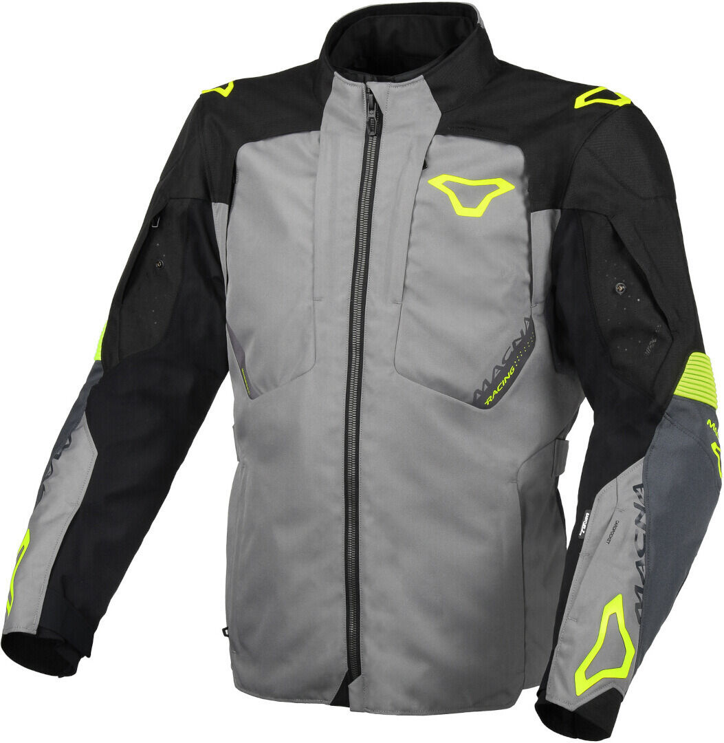 Macna Notch chaqueta textil impermeable para motocicletas - Negro Gris Amarillo (L)