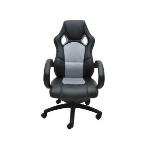 Bc-elec - bs11010-3 Siege baquet fauteuil de bureau gris et noir, tissu et cuir