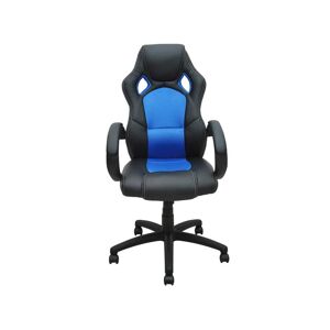 Bc-elec - bs11010-2 Siege baquet fauteuil de bureau bleu et noir, tissu et cuir