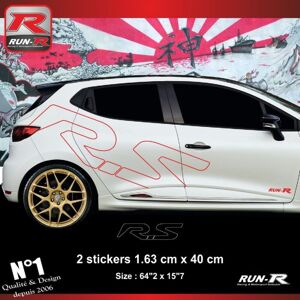 Adnauto - 2 stickers geant rs compatible avec Renault Clio Rouge - Run-R - Rouge - Publicité