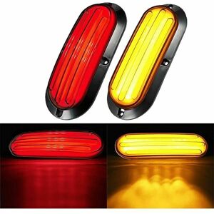 Vuszr - 2Pcs 74 led Clignotant Séquentiel Feu de Freinage Feu arrière lumière stroboscopique pour Camion Remorque Wagon Voiture Caravane Guide de lumière modifié [Rouge+Jaune] - Publicité