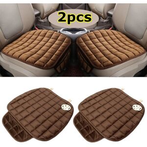 Tiga - 2PCS Tapis De Couverture De Siège Avant De Voiture Tapis De Coussin De Chaise Auto En Peluche Rangée Carré Marron - Publicité