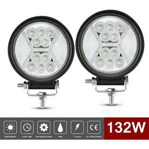 2 pcs Phare de Travail Led 12v, 132W Phares Longue Portee Led Moto 4x4 projecteurs antibrouillard led Feux Travail Led de Recul pour Tracteur, Bateau, Camion, Voiture - Ccykxa - Publicité