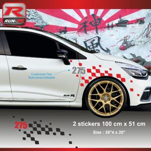 Adnauto - Sticker personnalisable compatible avec aile avant de renault clio rs Rouge Argent - Run-R - Argent - Publicité