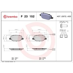 Jeu de plaquettes de frein a disque BREMBO Xtra P 23 152X Arriere