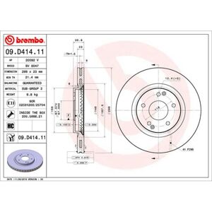 Disque de frein BREMBO 09D41411 avant, ventile, hautement carbonise, 1 piece