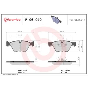 Jeu de plaquettes de frein a disque BREMBO Xtra P 06 040X, Avant