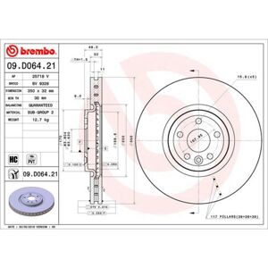 Disque de frein BREMBO 09D06421 avant ventile hautement carbonise 1 piece