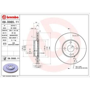 Disque de frein BREMBO 09D06511 avant ventile 1 piece