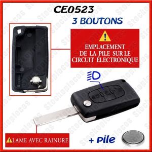 Boitier Clef Compatible Citroen C1/C2/C3/C4/C5/C8 Xsara Picasso Berlingo /Bouton Phare / Ce0523 Lame Avec Rainure - Publicité