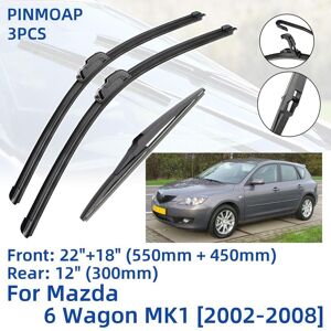 3 pièces pour Mazda 6 Wagon MK1 2002-2008 22  + 18  + 12  balais d essuie-glace avant arrière pare-brise pare-brise accessoires de coupe de fenêtre 2003 2004 2005 2006 2007 2008 - Publicité