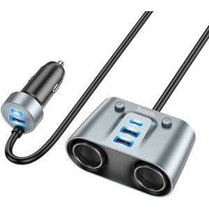 Adaptateur chargeur de voiture HOCO Z51 147W avec 7 ports USB PD 2USB-C+3USB-A+2 allume-cigares pour charge rapide pour