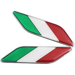 PTDecals Ensemble de 2pcs Aluminium Drapeau Italien Emblème Parallélogramme Autocollant Stickers Graphiques pour Véhicule Garde-Boue Côté Jupes Tronc Botte Hayon Porte Pare-Chocs Garde Fenêtres - Publicité