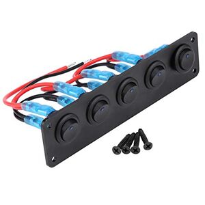 Keenso Interrupteur à Bascule, 12-24V 5 Gangs Commutateur de Panneau de Commande d'Interrupteur à Bleu LED pour Voiture Bateau Marine avec Vis … (A-1pcs) - Publicité