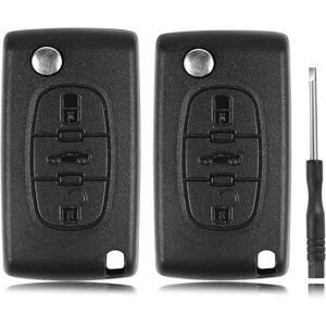 Betterher Coque de clé 3-Boutons Télécommande Compatible avec Citroën C2 C3 C4 C5 Picasso Peugeot 107 206 207 307 308 406 407-Sans Support de Batterie Lames sans rainur - Publicité