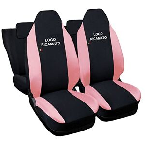 Rebeca Shop ® Housses de siège auto compatibles Twingo avec sièges arrière divisés, lot de 6, différentes couleurs (noir/rose) - Publicité