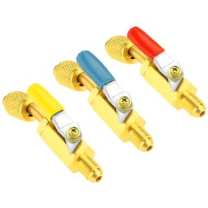 SURIEEN Lot de 3 adaptateurs de valve à boisseau sphérique R134A 3 couleurs Filetage SAE de 0,6 cm Convient pour les réfrigérants de climatisation et climatisation R134A R12 R22 R502 - Publicité