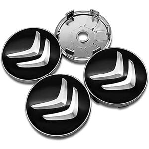 X4 60mm Enjoliveurs de roue en aluminium pour Citroen C2 C4 C5 C6 C-quatre  Logo Noir/chrome