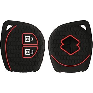 kwmobile Accessoire clé de Voiture Compatible avec Suzuki 2-Bouton Coque en Silicone Souple pour Clef de Voiture Noir Mat-Rouge - Publicité