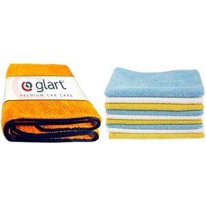 Glart Chiffon de séchage en Microfibre Ultra Absorbant Watergate 44WG, Orange, Tissu Microfibre pour l’Entretien de la Voiture, 90x60 cm & Amazon Basics Lot de 12 Chiffons Microfibre - Publicité