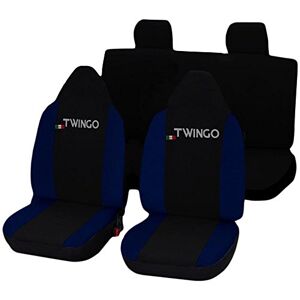 Lupex Shop Housses de siège Auto compatibles pour Twingo avec Appui-tête intégré, Noir Bleu foncé, fabriqué en Italie - Publicité