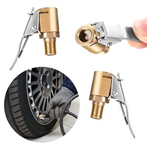 Cobee Mandrin pneumatique avec Clip Adaptateur,2 pièces en Laiton Robuste verrouillable pour Pneu gonfleur de Pneu compresseur Pompe Connexion sans Fuite mandrins de Pneu pour Roue (8 mm) - Publicité