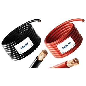 EBROM Câbles de batterie H07V-K au mètre rouge et noir vendus par deux – 2,5/4 / 6/10 / 16/25 / 35/50 ou 70 mm² – Câbles pour voiture 100% Vendus au mètre longueur et taille de section - Publicité