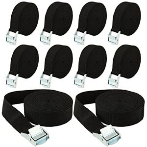 MUXHEL 10 Pack 5m Noir Sangles de Toit, 25mm Sangles d'arrimage réglables Sangles de Cargaison, Sangles d'arrimage Robustes Sangles Cam Buckle pour Bagages remorque camions Moto Voiture - Publicité