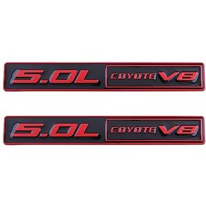 Lot de 2 emblèmes Coyote V8 de 5 l pour côté arrière de voiture (noir rouge) - Publicité