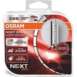 Osram XENARC NIGHT BREAKER LASER D2S Next Generation, luminosité supérieure + 200 %, ampoule xénon HID, lampe à décharge, 66240XNN-HCB, boîtier duo (2 lampes) - Publicité