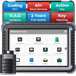 TOPDON Valise de Diagnostic Auto Phoenix Plus, Codage ECU, Niveau OE Tous Les Diagnostics du système, 41+ Services de Réinitialisation, contrôle bidirectionnel, FCA AutoAuth, Android 10.0 - Publicité