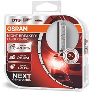 OSRAM XENARC NIGHT BREAKER LASER D1S, luminosité supérieure + 200 %, ampoule xénon HID, lampe à décharge, 66140XNL-HCB, boîte duo (2 lampes) - Publicité