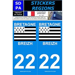 STICKZIF SR22 Autocollant Plaque Département 22, Set de 2 - Publicité