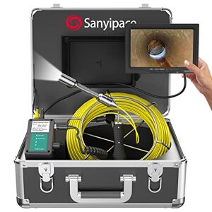 Sanyipace Caméra d'inspection de Drain 50M, Caméra de Tuyau avec DVR Funcion Professionnel Industriel d'égout Caméra Endoscope sans Fil IP68 Étanche avec Moniteur Couleur TFT 7'' 1000TVL CCD Carte SD 8 Go - Publicité