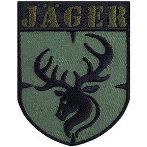 EXPRESS-STICKEREI Patch à coudre pour chasseur Avec blason de cerf Cadeau forestier Waidmann Badge tête de cerf avec bois Pour tous les tissus 70 x 90 mm - Publicité