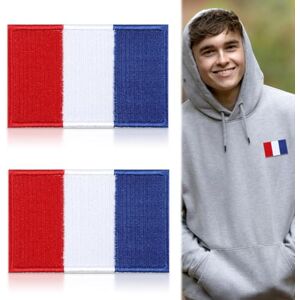 Yvmew 2 Pièces Patch Militaire Français,  Patch France Drapeau de la France Ecusson France Français Emblème National Brodé pour Sacs à Dos Gilet Tactique Airsoft pour Garçons et Filles 78 x 50mm - Publicité