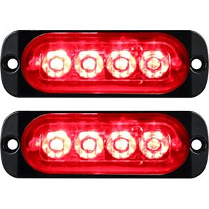 Willpower 2pcs 4LED Feu Stroboscopique Urgent Rouge Feux de Gabarit Latéraux Voiture 12V 24V Barre Lumineuse LED Balise Clignotante de Sécurité pour Remorque Utilitaire Bateau Tracteur Véhicule - Publicité