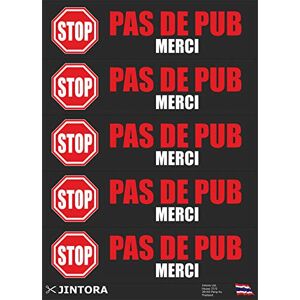 Jintora autocollant de voiture PAS DE PUB 1x5 pièces noir 70x20 mm sticker laptop voiture moto boite aux a lettre stop pub anti JDM/Die cut vitre/ordinateur portable/fenêtre - Publicité