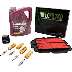 MVH Bockauf Kit d'entretien huile 4L + filtre à air + filtre à huile + bougies d'allumage pour Hon da VFR 800 FI VFR800 FI RC46 année de construction 1998-2001 - Publicité