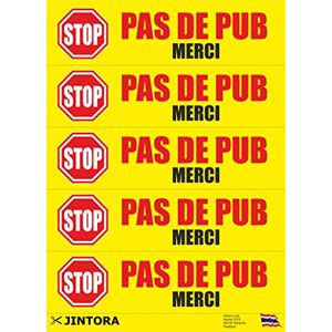 Jintora Autocollant de voiture PAS DE PUB 1x5 pièces jaune 70x20 mm sticker laptop voiture moto boite aux a lettre stop pub anti JDM/Die cut Voiture/vitre/ordinateur portable/fenêtre- - Publicité