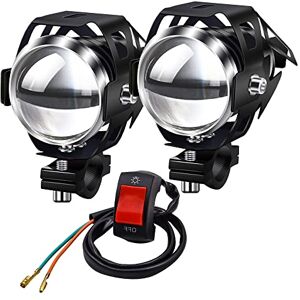 BeiLan 2Pcs Moto Feux Additionnels LED,20W Ronde LED Phares Avant Moto Anti  Brouillard 12V 24V Projecteur Spot LED Moto 1800LM Phares supplémentaires