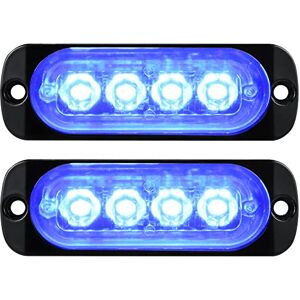 Willpower 2pcs 4LED Feu Stroboscopique Urgent Bleu Feux de Gabarit Latéraux Voiture 12V 24V Barre Lumineuse LED Balise Clignotante de Sécurité pour Remorque Utilitaire Bateau Tracteur Véhicule - Publicité